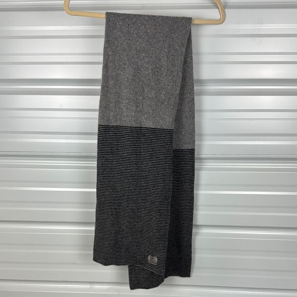 Cashmere Gray and Black Knit Scarf with Color-Block Design - Picture 1 of 4